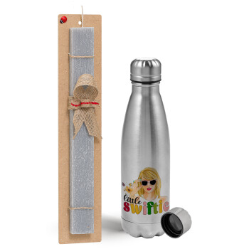 Little Swiftie, Easter Set, metallic Inox water bottle (750ml) & aromatic flat Easter candle (30cm) (GRAY)