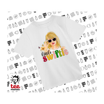 Little Swiftie, Άνετο παιδικό T-Shirt ΛΕΥΚΟ από 100% βαμβάκι, για κάθε μέρα. Vegan & OEKO-TEX πιστοποιημένο.