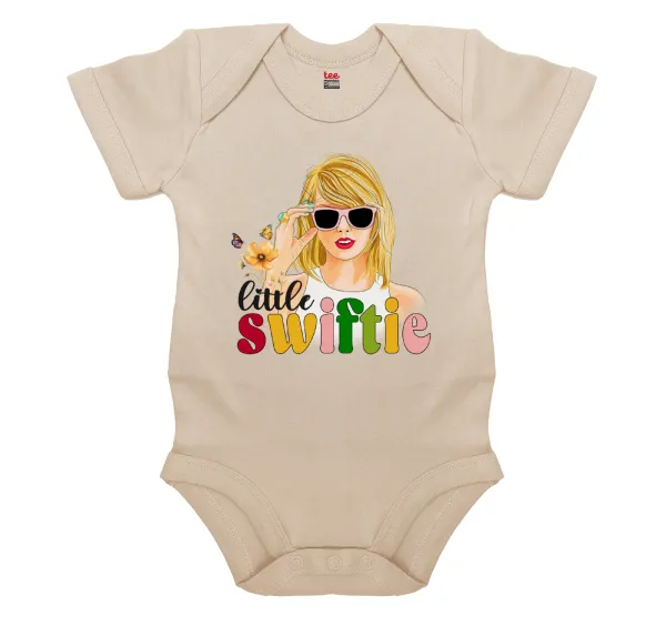 Little Swiftie — Βρεφικό φορμάκι μωρού, 0-18 μηνών, Natural, 100% Organic Cotton, κοντομάνικο