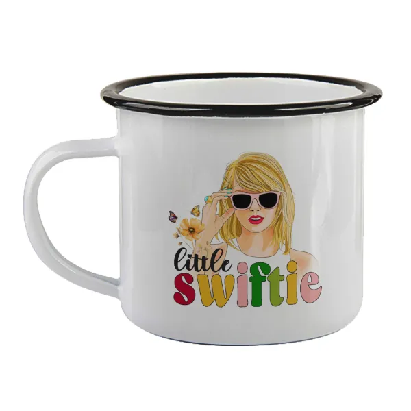 Little Swiftie — Enamel mug with black rim, 360ml