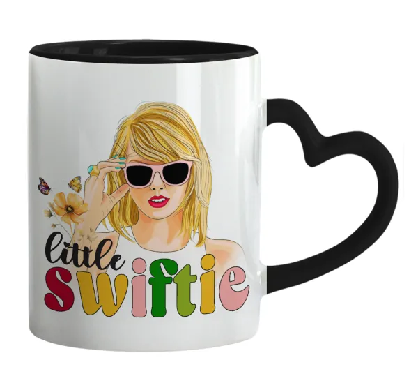 Little Swiftie — Κούπα καρδιά χερούλι μαύρη, κεραμική, 330ml