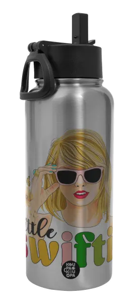 Little Swiftie — Metal mug thermo Silver with Straw and Spout Lid (Stainless steel), double wall, 950ml