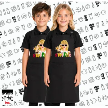 Little Swiftie, Μαύρη ΠΑΙΔΙΚΗ Ποδιά μακριά Σεφ ολόσωμη με τσέπες