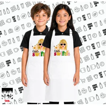 Little Swiftie, Λευκή ΠΑΙΔΙΚΗ Ποδιά μακριά Σεφ ολόσωμη με τσέπες