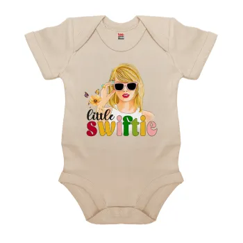 Little Swiftie, Βρεφικό φορμάκι μωρού, 0-18 μηνών, Natural (Εκρού), 100% Organic Cotton, κοντομάνικο