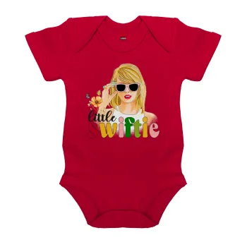 Little Swiftie, Βρεφικό φορμάκι μωρού, ΚΟΚΚΙΝΟ, 100% Organic Cotton, κοντομάνικο