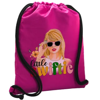 Little Swiftie, Τσάντα πλάτης πουγκί GYMBAG Φούξια, με τσέπη (40x48cm) & χονδρά κορδόνια