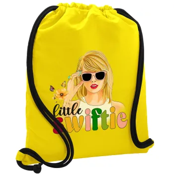 Little Swiftie, Τσάντα πλάτης πουγκί GYMBAG Κίτρινη, με τσέπη (40x48cm) & χονδρά κορδόνια
