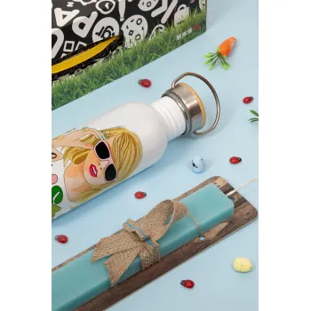 Little Swiftie, Πασχαλινή Λαμπάδα με παγούρι μεταλλικό (620ml, stainless steel) & κερί αρωματικό πλακέ (30cm) (ΤΙΡΚΟΥΑΖ)