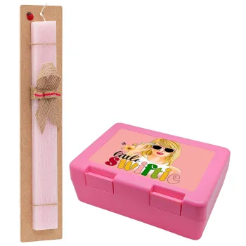 Little Swiftie, Easter Set, children's snack container PINK & scented flat Easter candle (30cm) (PINK)
