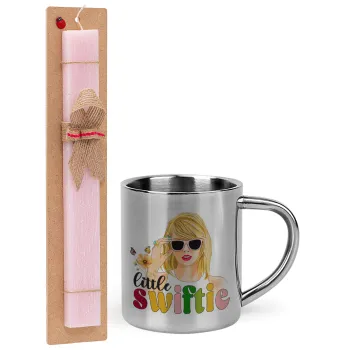 Little Swiftie, Easter Set, metallic thermal cup (300ml) & aromatic flat Easter candle (30cm) (PINK)