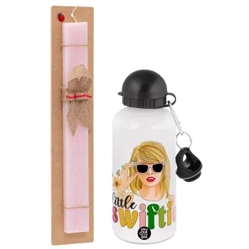Little Swiftie, Πασχαλινή Λαμπάδα με παγούρι μεταλλικό αλουμινίου (500ml) & κερί αρωματικό πλακέ (30cm) (ΡΟΖ)