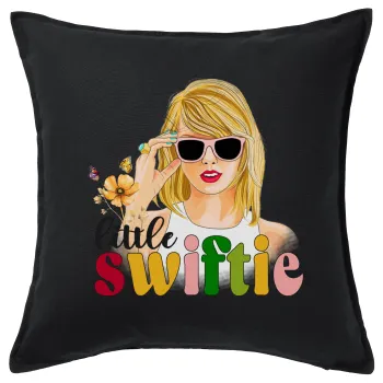 Little Swiftie, Μαξιλάρι καναπέ Μαύρο 100% βαμβάκι, περιέχεται το γέμισμα (50x50cm)