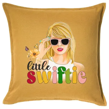 Little Swiftie, Μαξιλάρι καναπέ Κίτρινο 100% βαμβάκι, περιέχεται το γέμισμα (50x50cm)