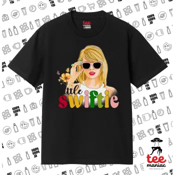 Little Swiftie, Κλασικό T-Shirt, διπλής ραφής, χωρίς πλευρικές ραφές ΜΑΥΡΟ από 100% βαμβάκι. Vegan & OEKO-TEX πιστοποιημένο.