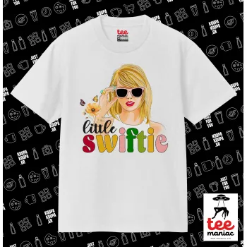Little Swiftie, Κλασικό T-Shirt, διπλής ραφής, χωρίς πλευρικές ραφές ΛΕΥΚΟ από 100% βαμβάκι. Vegan & OEKO-TEX πιστοποιημένο.