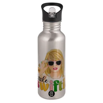 Little Swiftie, Water bottle Silver with straw, stainless steel 600ml