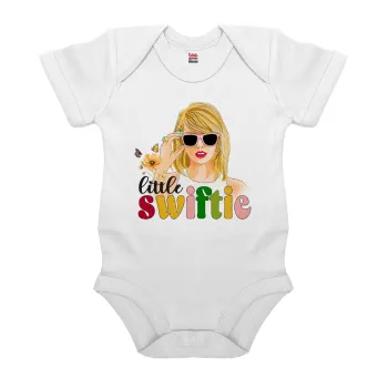 Little Swiftie, Βρεφικό φορμάκι μωρού, 0-24 μηνών, ΛΕΥΚΟ, 100% Organic Cotton, κοντομάνικο