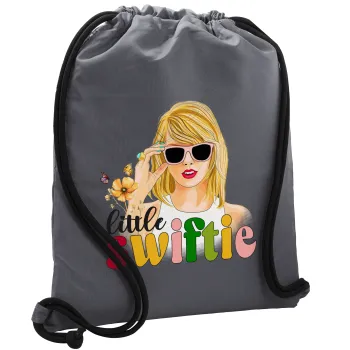 Little Swiftie, Τσάντα πλάτης πουγκί GYMBAG ΓΚΡΙ, με τσέπη (40x48cm) & χονδρά κορδόνια
