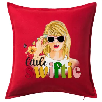 Little Swiftie, Μαξιλάρι καναπέ Κόκκινο 100% βαμβάκι, περιέχεται το γέμισμα (50x50cm)