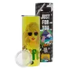 Neon Yellow Travel Tumbler θερμό, μεταλλικό καλαμάκι(Ανωξείδωτο 304 Food grade, BPA free, 600ml)