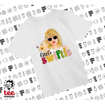 Little Swiftie, Άνετο παιδικό T-Shirt ΛΕΥΚΟ από 100% βαμβάκι, για κάθε μέρα. Vegan & OEKO-TEX πιστοποιημένο.