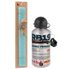 Easter Set, metallic silver aluminum water bottle (500ml) & scented flat Easter candle (30cm) (TURQUOISE)