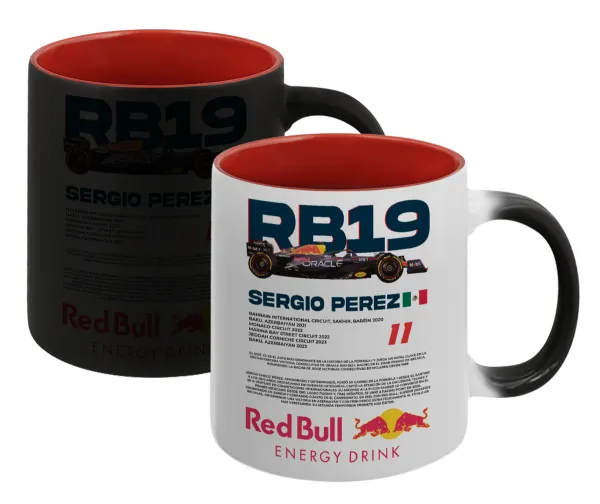 Redbull Sergio Perezi — Κούπα Μαγική εσωτερικό κόκκινο, κεραμική, 330ml που αλλάζει χρώμα με το ζεστό ρόφημα