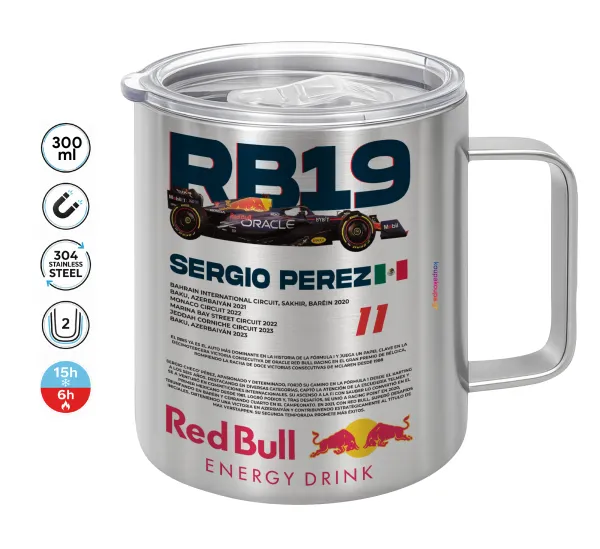 Redbull Sergio Perezi — Double-walled stainless steel mug 300ml with temperature-retaining lid