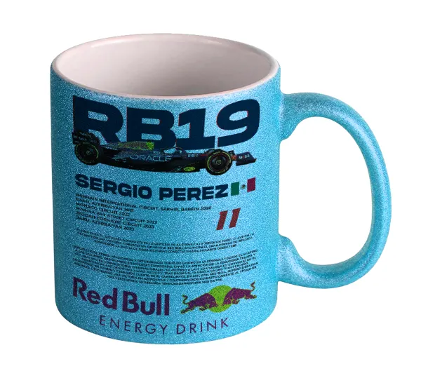Redbull Sergio Perezi — Light blue glitter mug that sparkles, ceramic, 330ml