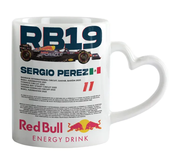 Redbull Sergio Perezi — Κούπα καρδιά χερούλι λευκή, κεραμική, 330ml