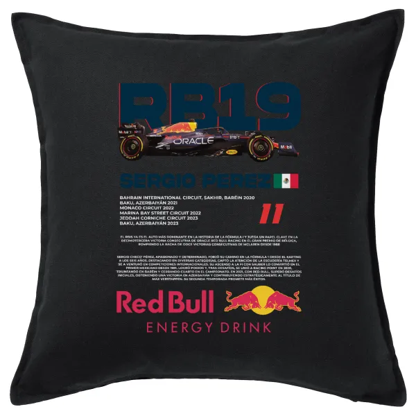 Redbull Sergio Perezi — Μαξιλάρι καναπέ Μαύρο 100% βαμβάκι, περιέχεται το γέμισμα (50x50cm)