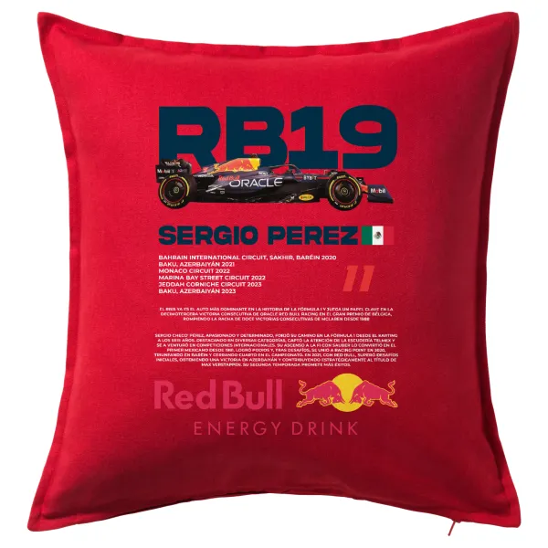 Redbull Sergio Perezi — Μαξιλάρι καναπέ Κόκκινο 100% βαμβάκι, περιέχεται το γέμισμα (50x50cm)