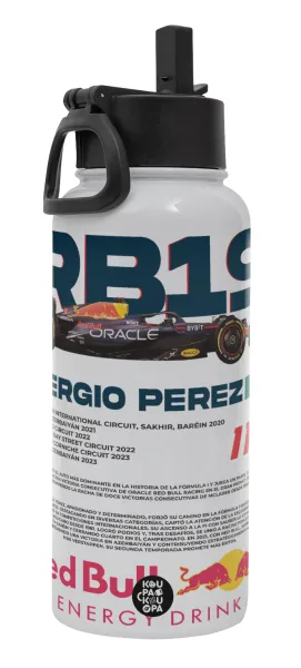 Redbull Sergio Perezi — Metal mug thermo White with Straw and Spout Lid (Stainless steel), double wall, 950ml