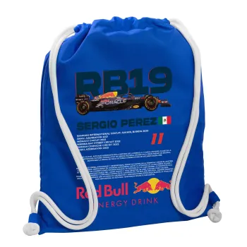 Redbull Sergio Perezi, Backpack pouch GYMBAG Blue, with pocket (40x48cm) & thick cords
