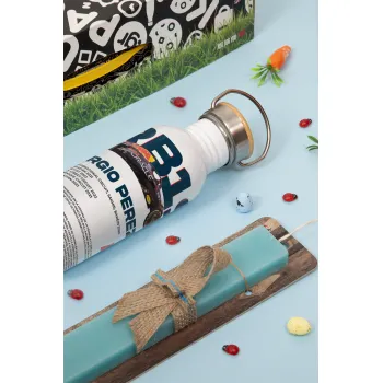 Redbull Sergio Perezi, Πασχαλινή Λαμπάδα με παγούρι μεταλλικό (620ml, stainless steel) & κερί αρωματικό πλακέ (30cm) (ΤΙΡΚΟΥΑΖ)