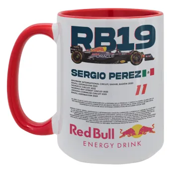 Redbull Sergio Perezi, Κούπα Mega 15oz, κεραμική Κόκκινη, 450ml