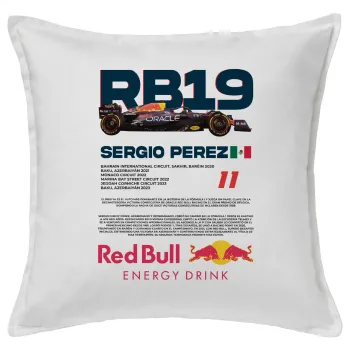 Redbull Sergio Perezi, Μαξιλάρι καναπέ ΛΕΥΚΟ 100% βαμβάκι, περιέχεται το γέμισμα (50x50cm)