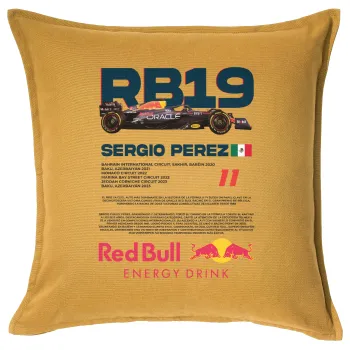 Redbull Sergio Perezi, Μαξιλάρι καναπέ Κίτρινο 100% βαμβάκι, περιέχεται το γέμισμα (50x50cm)