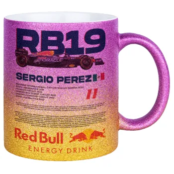 Redbull Sergio Perezi, Κούπα Χρυσή/Ροζ Glitter, κεραμική, 330ml