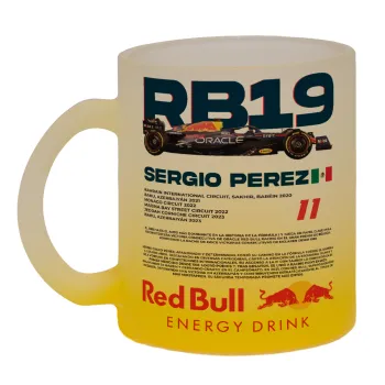Redbull Sergio Perezi, Κούπα γυάλινη δίχρωμη με βάση το κίτρινο ματ, 330ml