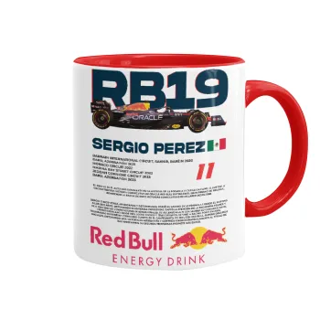 Redbull Sergio Perezi, Κούπα χρωματιστή κόκκινη, κεραμική, 330ml