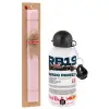 Easter Set, metallic aluminum bottle (500ml) & aromatic flat Easter candle (30cm) (PINK)