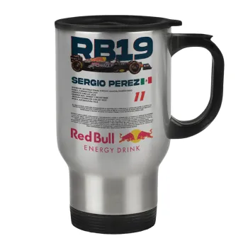 Redbull Sergio Perezi, Κούπα ταξιδιού ανοξείδωτη με καπάκι, διπλού τοιχώματος (θερμό) 450ml