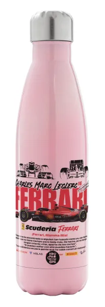 F1 Ferrari — Μεταλλικό παγούρι θερμός Ροζ Ιριδίζον (Stainless steel), διπλού τοιχώματος, 500ml