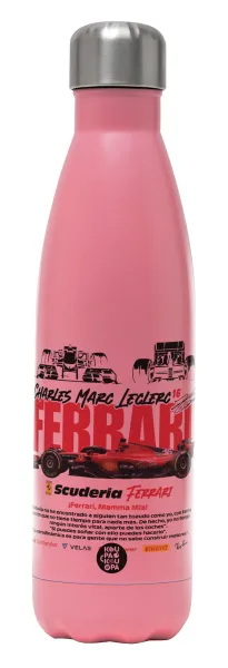 F1 Ferrari — Metal mug thermos Pink Mat (Stainless steel), double wall, 500ml