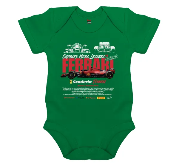 F1 Ferrari — Short-sleeve baby bodysuit, GREEN, 100% organic cotton