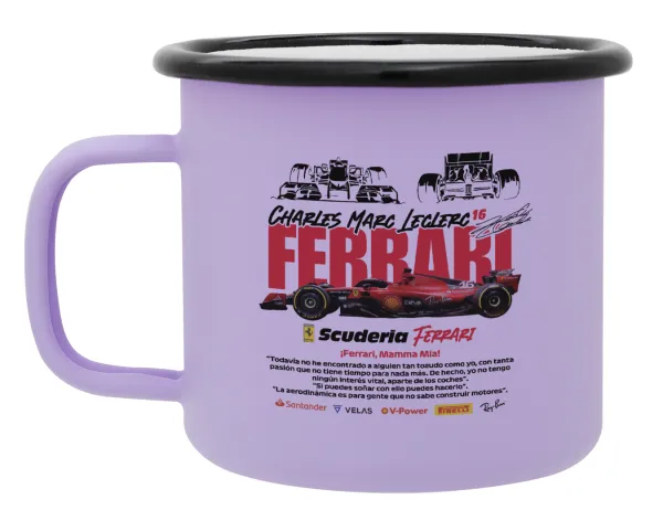 F1 Ferrari — Metal enamel mug, matte light pastel purple, 360ml