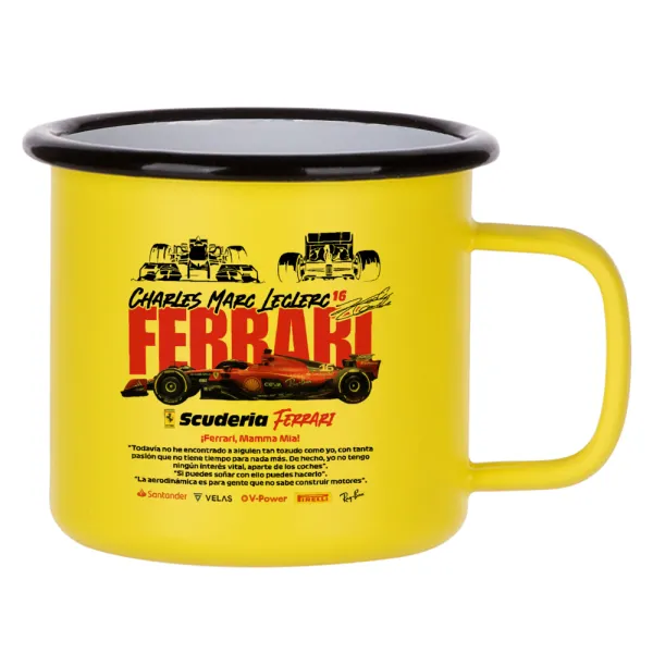 F1 Ferrari — Κούπα Μεταλλική εμαγιέ ΜΑΤ Κίτρινη 360ml