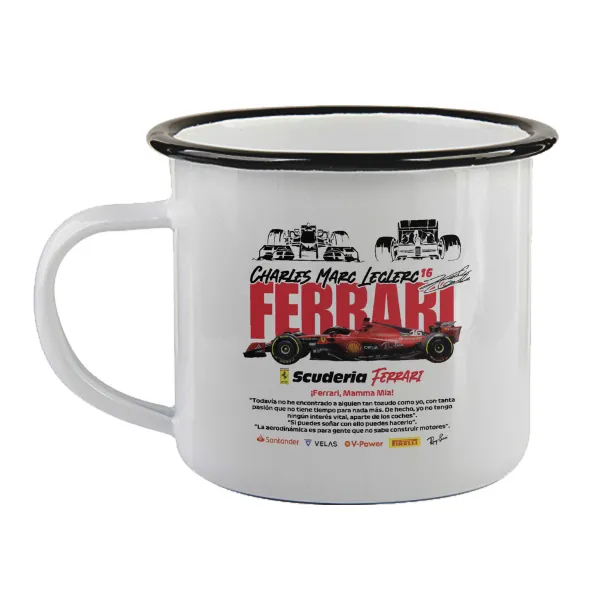 F1 Ferrari — Enamel mug with black rim, 360ml